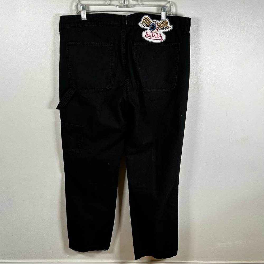 Von Dutch Jeans Mens eyeball Double Knee Patch‎ Black Denim Size 38x30 carpenter - Picture 3 of 12